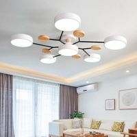 Wholesale Ceiling Lights Factory Direct Modern Minimalist Macaron LED Light Wooden Lamp Dining Room Bedroom Remote Control Dimmable