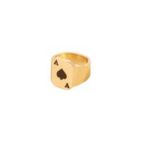 Wholesale Japanese Korean style simple and fashionable playing card spade letter A ring punk woman geometric square metal finger gold band rings gifts