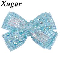 Wholesale Hair Accessories quot Xugar Bows For Girls Full Rhinestone Pearl Clips Grosgrain Ribbon Knot Boutique Hairgrips