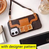 Wholesale Womens designer lanyard phone cases for iphone promax pro max pro pro XR XS Plus brown PU leather protection shell anti fall handbag cellphone cover case