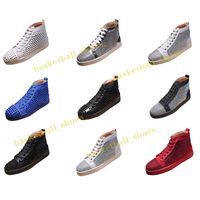 Wholesale Designer Brand Red Bottoms Shoes Rivet Genuine Women Mens Dress Party Leather Bottom Spikes Loafers Platform Sport High Low top Sneakers