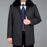 Wholesale Men s Wool Blends Arrival Men Coat Winter Blend Real Fur Autumn Woolen Long Coats Jacket Male Pea Thick M XL