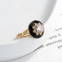 Wholesale XIHA Sterling Silver Rings for Women Girls Teen Crystal Flower Black Open Adjustable Ring Wedding Engagement Jewelry Gifts