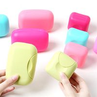 Wholesale Portable Soap Box Candy Color Plastic Travel Lock Seal Soap Box Creative Household Toilet Soaps Boxes with Lid