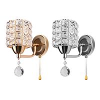 Wholesale Wall Lamp Modern Crystal Light Pendent Shiny Gorgeous Bedroom Sconce Lighting Fixture With Pull Cord Switch E26 E27 Socket