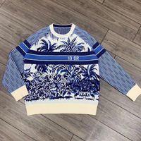 Wholesale High version of men and women Sweaters with blue coconut stripe letter logo knitted pullover temperament fashion all match blouse