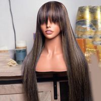 Wholesale Lace Wigs CUSTOM MADE Fringe Wig With Bangs Brazilian Remy Baby Hair x4 Front Human Pre Plucked