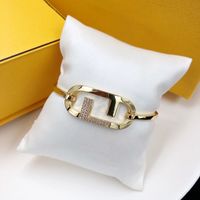 Wholesale Designer Women Gold Bracelet Luxury Letter F Diamond Men Bracelets Stainless Steel Party Retro Jewelry Bracelet Charm D2109142HL