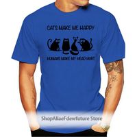 Wholesale Men s T Shirts Cats Make Me Happy Humans My Head Hurt Men Cotton Fashion T Shirt S Xl Orange Tee