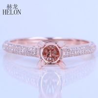 Wholesale Cluster Rings HELON mm Round Solid K Rose Gold ct Natural Diamonds Semi Mount Engagement Wedding Ring Women Exquisite Fine Jewelry