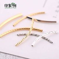 Wholesale 20pcs long copper curved tube connectors brass spacer necklace bracelet charm beads with fillagree jewelry making