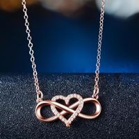 Wholesale Pendant Necklaces Exquisite Silver Color Infinity Heart Zircon Necklace Rose Gold Gold White Crystal Stone Long Jewelry For Women