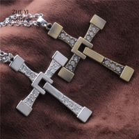 Wholesale Pendant Necklaces The Fast And Furious Dominic Toretto Chain Necklace For Men Vintage Austrian Crystal Cross Party Jewelry