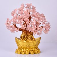 Wholesale Crystal Fortune Tree Ornament Wealth Chinese Gold Ingot Tree Lucky Money Tree Ornament Home Office Decoration Tabletop Crafts K2