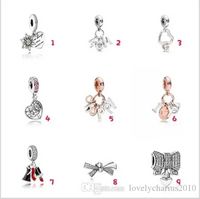 Wholesale Fashion Family Tree Bowknot Mom Happy Love High heel shoe Charm Sterling Silver European Charms Bead Fit Pandora Bracelets DIY Jewelry