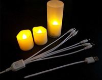 Wholesale Set of Rechargeable Votive LED Tea Light w USB Charging Cable Remote controlled Flameless Flickering Candle Christmas Home bar H0909