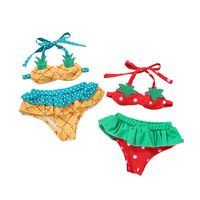 Wholesale One Pieces Pudcoco Swimwear Breathable Little Girls Split Swimsuit Summer Cute Strawberry Pineapple Print Halter Suspender Top Shorts Set