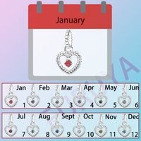 Wholesale 2020 Valentines New Sterling Silver Beads Crystals Birthstone Heart Charm fit Original Pandora Bracelets Women DIY Jewelry