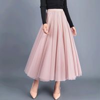Wholesale Skirts Autumn Winter Tulle Skirt Gray Beige Pink Black Long Womens Elegant Tutu