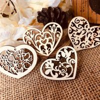 Wholesale Bookmark Heart Shape Flower Hollow Out Wood Bookmarks DIY Scrapbooking Decoration Hang Tags Love Wedding Party Embellishments