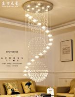 Wholesale Chandeliers Modern LED Long Spiral Stairs Chandelier Staircase Rain Drop Pendant Lamp Fixtures Suspended Light Restaurant Hanging Lighting