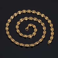 Wholesale 18 inch Hip Hop Handcuffs Shape Stainless Steel Chain Necklace K Gold Plated Coffee Beans Chain Necklace