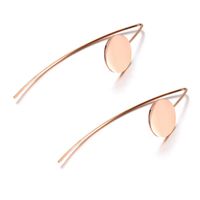 Wholesale Stud Stainless Steel Jewelry Rose Gold Long Stick Round Disc Earrings Punk Hyperbole Style Earring For Women Gift JE18100