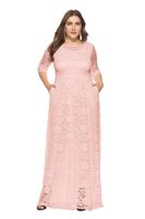 Wholesale Plus size women s new hollow lace pocket dress European and American high quality evening dresses long skirt