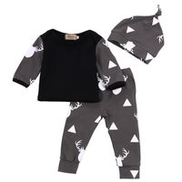 Wholesale Cute Newborn Baby Girl Boy Clothes Deer Tops T shirt Long Sleeve Pants Casual Hat Cap Outfits Set Autumn Y2