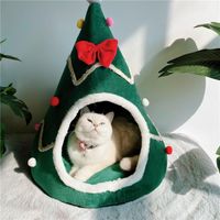Wholesale Kennels Pens Dog Bed Christmas Tree Shape Cat Winter Warm Cozy Cave Cage Portable Pets Supplies Accessories Litter Kennel