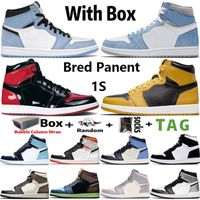 Wholesale 2021 With Box High OG Jumpman s Mens Basketball Shoes Hyper Royal University Blue Bred Patent Barely Orange Pollen UNC Men Sports Women Sneakers Trainers Size