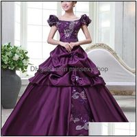 Wholesale Theme Costume Costumes Cosplay Apparel Real Purple Golden Floral Medieval Renaissance Gown Queen Dress Victorian Gothic Marie Antoinet