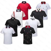 Wholesale mens polos shirt summer stripe t shirts snake bee floral embroidery Short sleeve Elastic and breathable T shirt High street horse Asian size M XL multiple choices