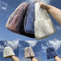 Wholesale Women Winter Warm Knitted Beanie Hat Leaves Mesh Veil Stretch Cuffed Skull Cap DXAA