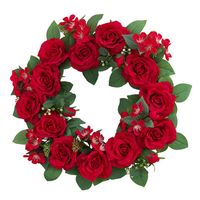 Wholesale Decorative Flowers Wreaths Artificial Rose Wreath Spring Summer For Front Door Farmhouse Window Wall Wedding Party Home Decor