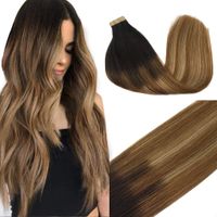 Wholesale Ombre Tape in Hair Extension Dark Brown to Chestnut Brown and Dirty Blonde Balayage Real Remy Tape in Human Hair Extensions