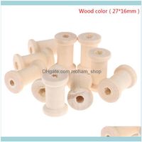 Wholesale Craft Arts Gifts Home Garden10Pcs Pack Thread Wire Wooden Bobbins Spools Reels Vintage Style Organizer For Sewing Ribbons Twine Wood Craf