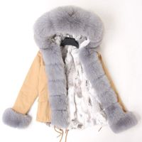 Wholesale Women s Fur Faux Russian Women Winter Jacket Camouflage Army Green Natural Real Collar Coat Hooded Outwear Thick Parka