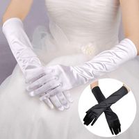 Wholesale Five Fingers Gloves Women s Evening Party Formal Solid Color Satin Long Finger Mittens For Events Activities Red White Bridal Wedding