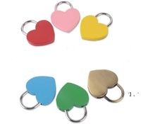 Wholesale Valentine s Day Colors Heart Shaped Concentric Lock Metal Mulitcolor Key Padlock Gym Toolkit Package Door Locks Building Supplies HWF