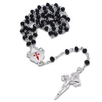 Wholesale Pendant Necklaces Religious Cross Catholic Rosary Necklace Round Glass Beads Chian Virgin Mary Jesus Choker For Women Jewelry