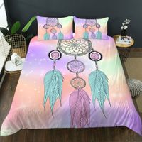 Wholesale Feather dream catcher bedroom double bed bedding home textiles ultra high density low sensitivity suitable for girls boys multi size duvet kit with pillowcases