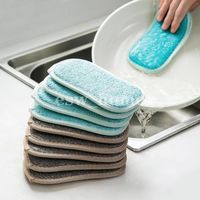 Wholesale Cleaning Brushes Magic Sponge Kitchen Double Sided Scouring Pad Reusable Washing Dish Brush Household Microfiber Sponges Rust Removing