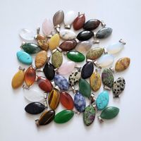 Wholesale New Natural Stone Pendant Horse Eye Shape Rose Quartzs Unakite for Jewelry Making DIY Accessories Fit Necklaces mm mm mm