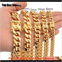 Wholesale 8Mm Mm Mm Mm Mm Stainless Steel Jewelry K Gold Plated High Polished Miami Cuban Link Necklace Punk Curb Chain K3587 Nvras H8E37