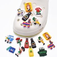 Wholesale Manufacture Mexican Style Croc charms Hispanic Beer Wine Bottle Pvc Shoe jibbitz Accessories Party Kids Gift