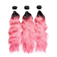 Wholesale Natural Wave T1B Rose Pink Sew In Hair Weave Bundles Remy Human Hair
