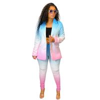 Wholesale Womens Ladies blazer Suit Separate Office Wear Gradient Color Business Casual Jacket Button Coat and Pants Leggings Set Clothing NNK203