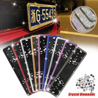 Wholesale 1PCS Russian Car European License Plate Frame Luxurious Crystal Diamond Rows Number Plate Holder Front Rear