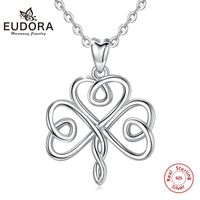 Wholesale EUDORA Sterling silver Celtic Knot Necklace Shamrock Pendant Clover Charm Jewelry Friendship Gift Irish Blessing Gift D451 Q0531